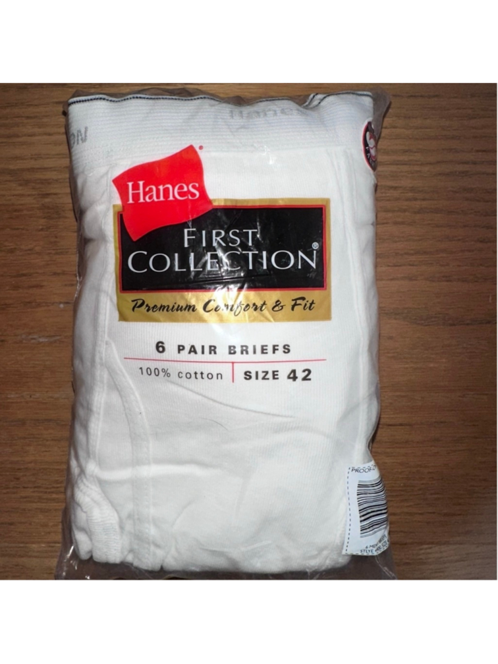 NOS Vintage 2002 Men's Size 42 Hanes First Collection Cotton White Briefs Pk/6